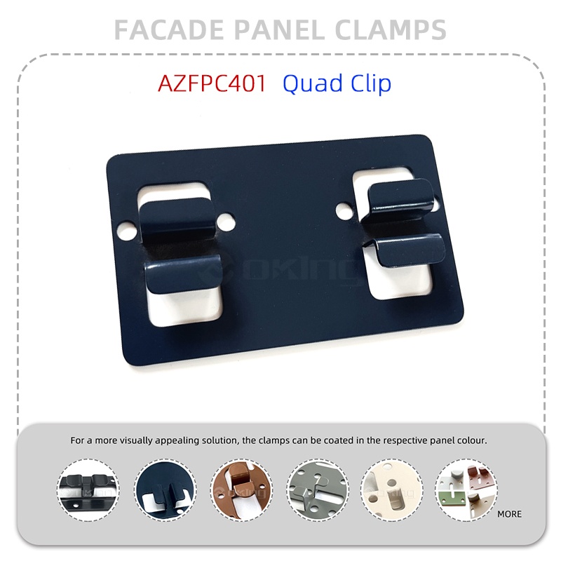 Sistema de braçadeiras para painel de fachada de aço inoxidável Quad Clip AZFPC401