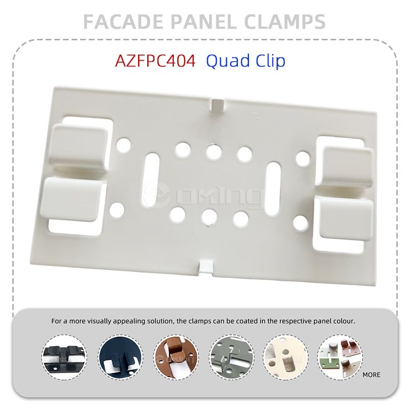 Sistema de braçadeiras para painel de fachada de aço inoxidável Quad Clip AZFPC404