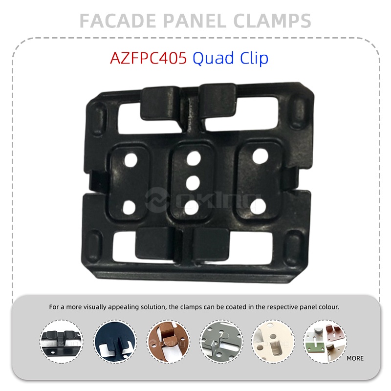 Sistema de braçadeiras para painel de fachada de aço inoxidável Quad Clip AZFPC405