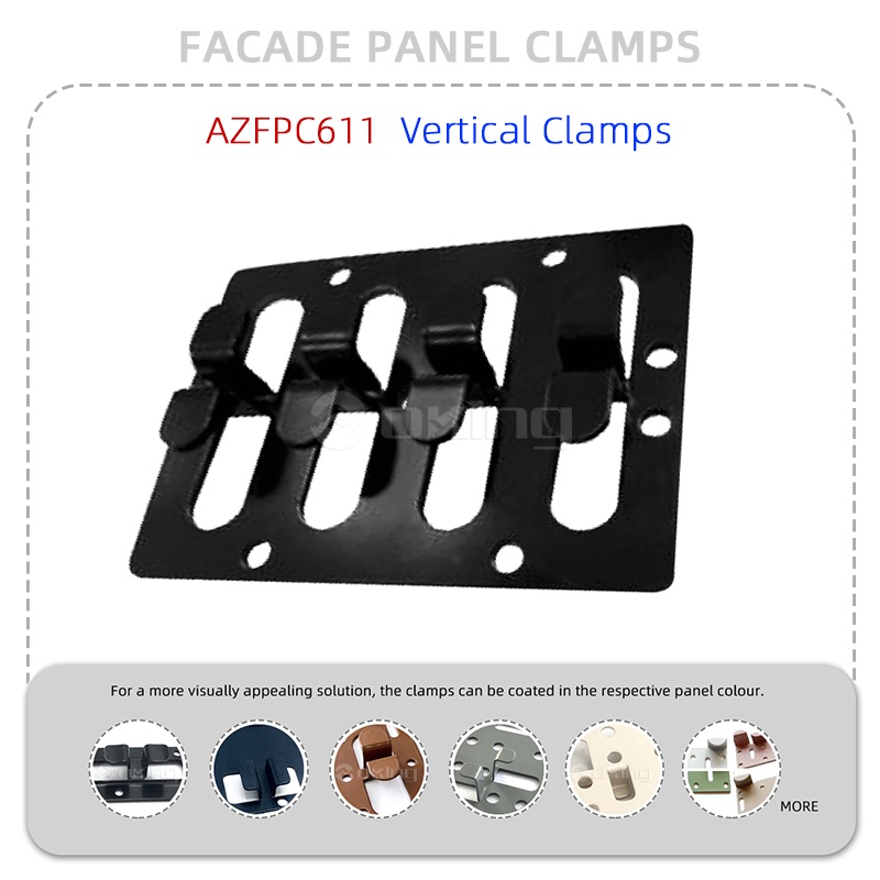 Sistema de braçadeiras de painel de fachada de aço inoxidável com braçadeiras verticais AZFPC611