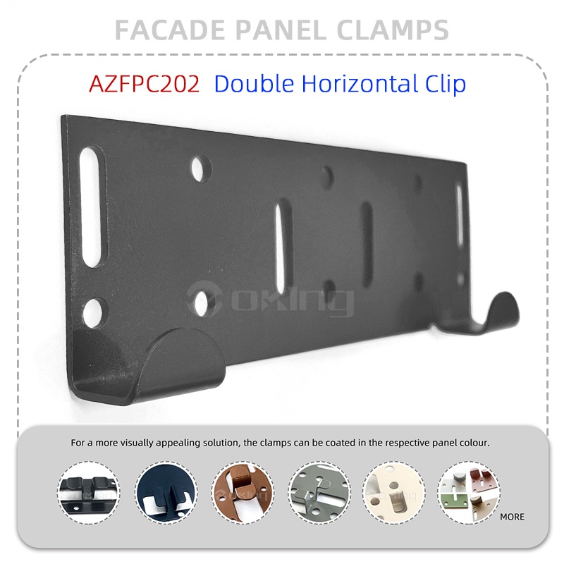 Sistema de braçadeiras de painel de fachada de aço inoxidável com clipe horizontal duplo AZFPC202